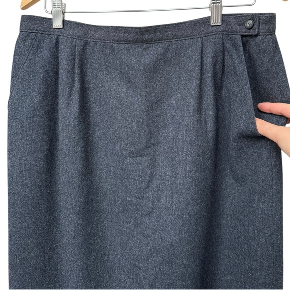 Vintage Pendleton Wool A-Line Midi Skirt Size 12 Large Grey Classic 70s 80s - Picture 3 of 10
